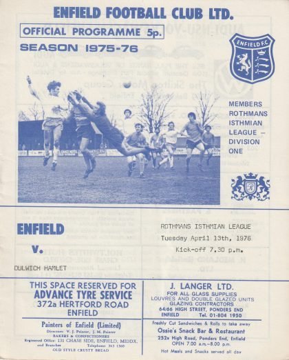 Enfield v Dulwich Hamlet 13-Apr-1976