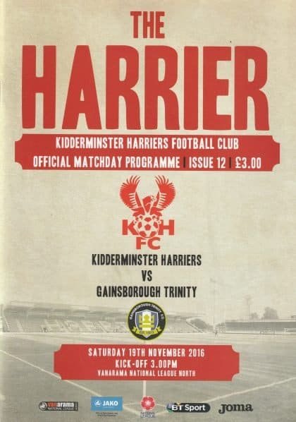 Kidderminster Harriers v Gainsborough Trinity  19-Nov-2016
