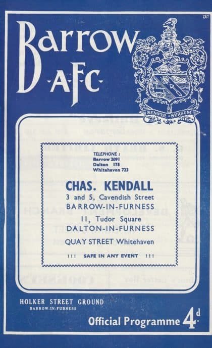 Barrow v Hartlepools United 06-Dec-1958