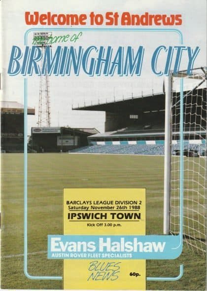 Birmingham City v Ipswich Town 26-Nov-1988