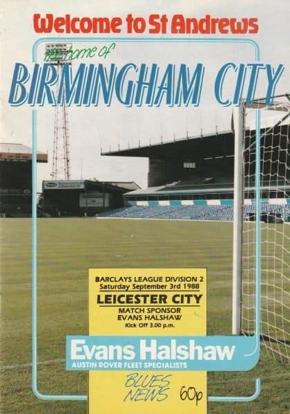 Birmingham City v Leicester City  03-Sep-1988