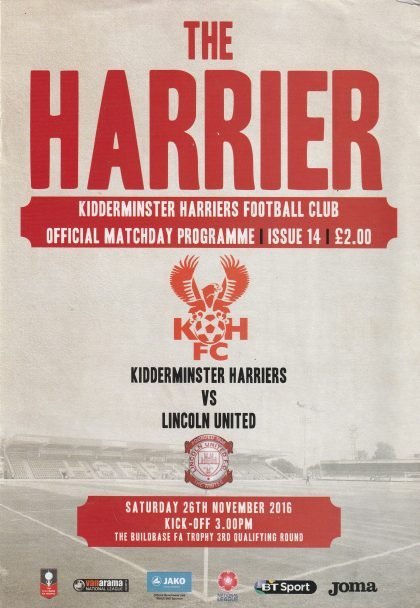 Kidderminster Harriers v Lincoln United  26-Nov-2016