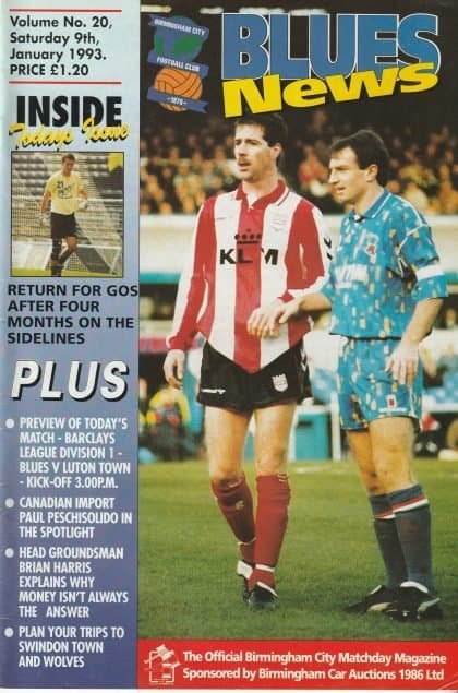 Birmingham City v Luton Town 09-Jan-1993