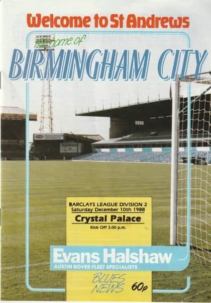Birmingham City v Crystal Palace 10-Dec-1988