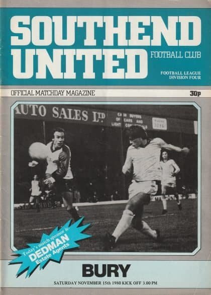 Southend United v Bury 15-Nov-1980