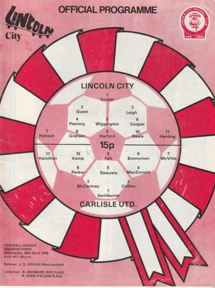 Lincoln City v Carlisle United 26-Apr-1978