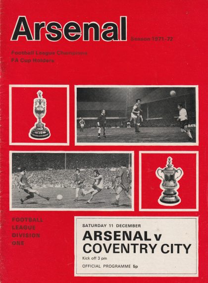 Arsenal v Coventry City 11-Dec-1971