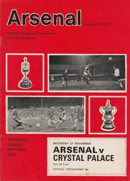 Arsenal v Crystal Palace 27-Nov-1971