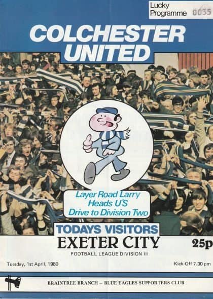 Colchester United v Exeter City 01-Apr-1980