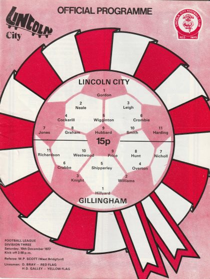 Lincoln City v Gillingham 10-Dec-1977