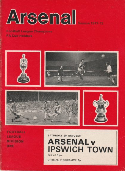 Arsenal v Ipswich Town 30-Oct-1971