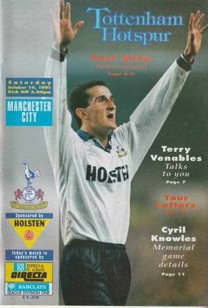 Tottenham Hotspur v Manchester City 19-Oct-1991