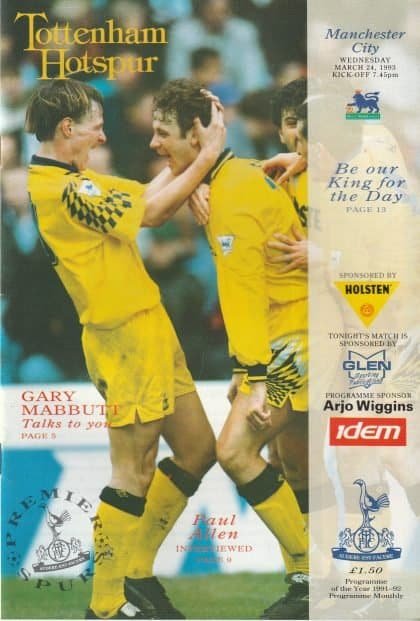 Tottenham Hotspur v Manchester City 24-Mar-1993