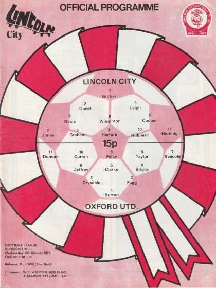 Lincoln City v Oxford United 08-Mar-1978