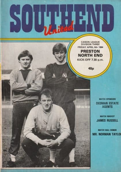 Southend United v Preston North End 06-Apr-1984