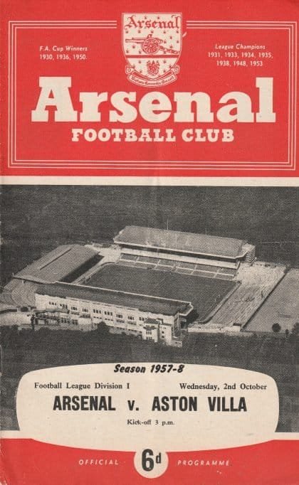 Arsenal v Aston Villa 02-Oct-1957