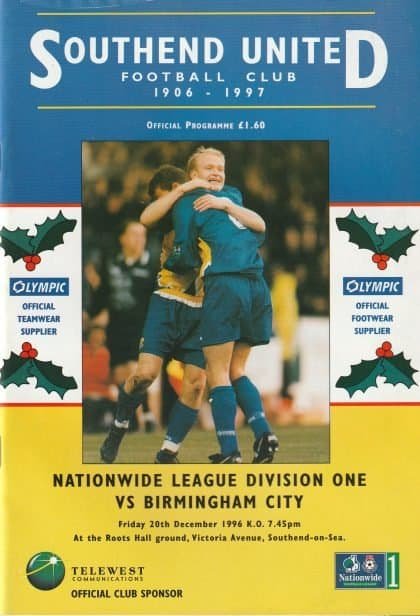 Southend United v Birmingham City 20-Dec-1996