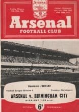 Arsenal v Birmingham City 21-Aug-1962