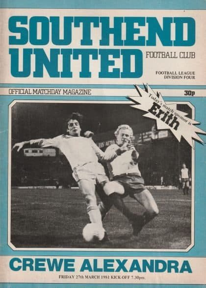 Southend United v Crewe Alexandra 27-Mar-1981
