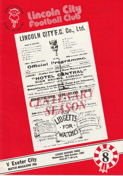 Lincoln City v Exeter City 20-Oct-1982