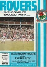 Blackburn Rovers v Exeter City 27-Feb-1980