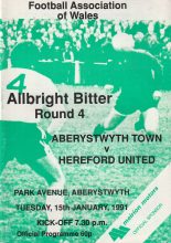 Aberystwyth Town v Hereford United 15-Jan-1991