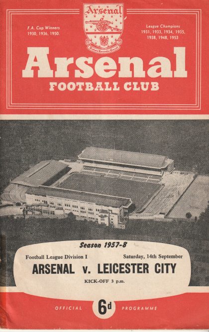 Arsenal v Leicester City 30-Aug-1958