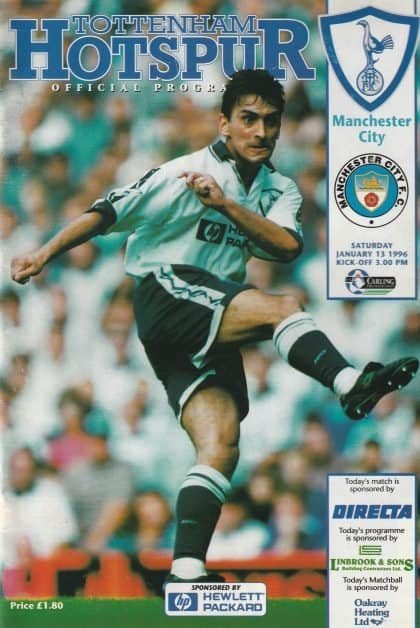 Tottenham Hotspur v Manchester City 13-Jan-1996