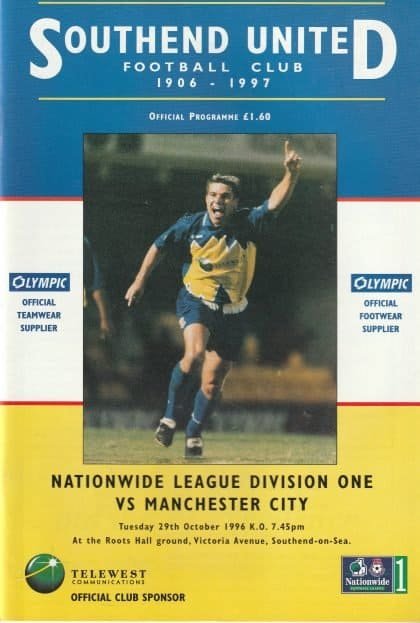 Southend United v Manchester City 29-Oct-1996