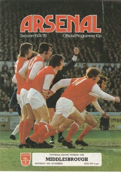 Arsenal v Middlesbrough 30-Nov-1974