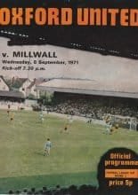Oxford United v Millwall  08-Sep-1971