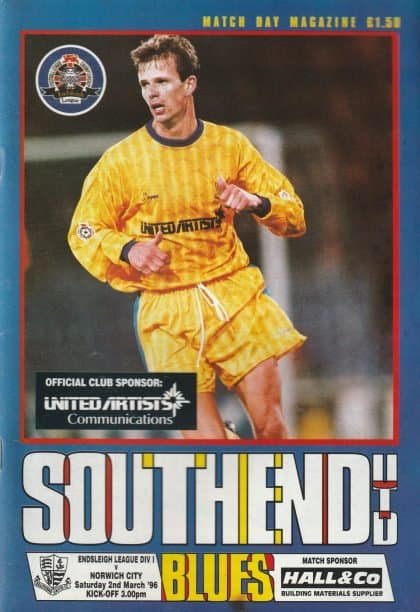 Southend United v Norwich City 02-Mar-1996