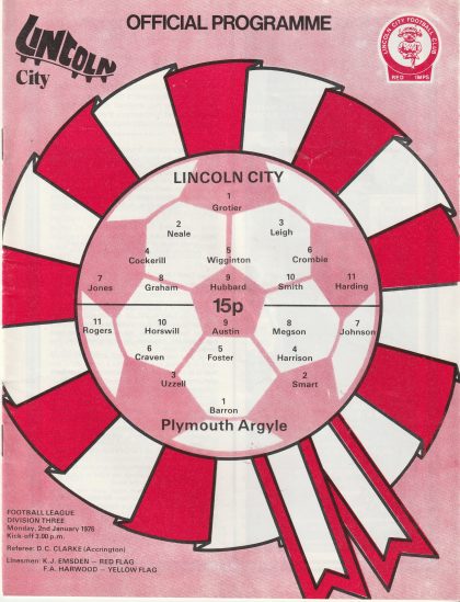 Lincoln City v Plymouth Argyle 02-Jan-1978