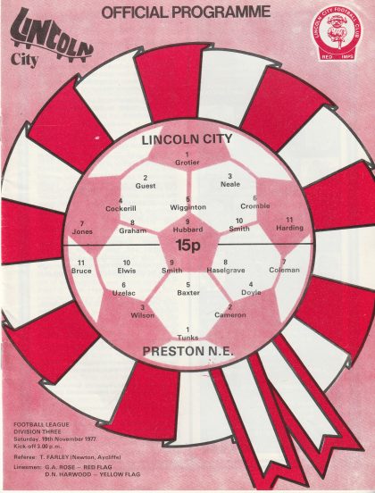 Lincoln City v Preston North End 19-Nov-1977