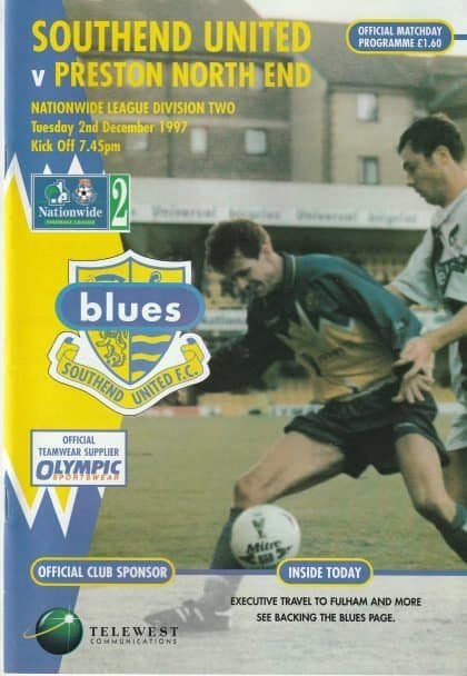 Southend United v Preston North End 02-Dec-1997