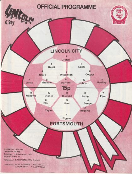 Lincoln City v Portsmouth 11-Feb-1978