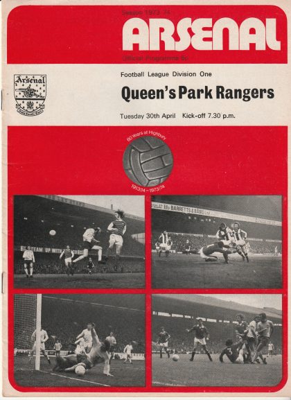 Arsenal v Queens Park Rangers 30-Apr-1974