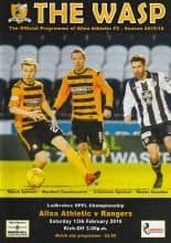 Alloa Athletic v Glasgow Rangers 13-Feb-2016