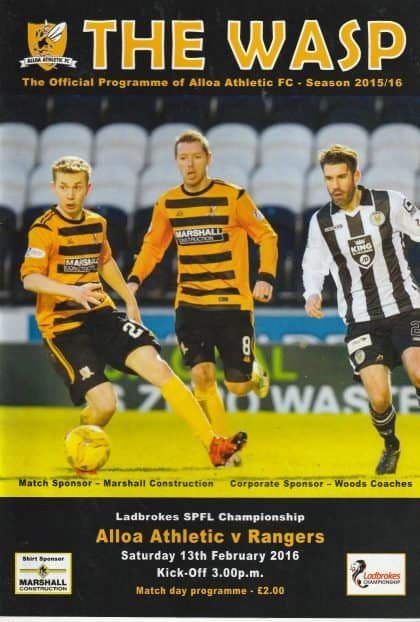 Alloa Athletic v Glasgow Rangers 13-Feb-2016