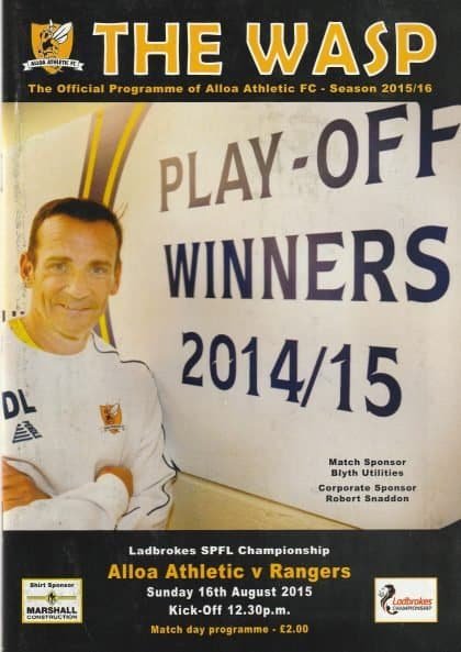 Alloa Athletic v Glasgow Rangers 16-Aug-2015