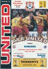 Ayr United v Glasgow Rangers   22-Feb-2003