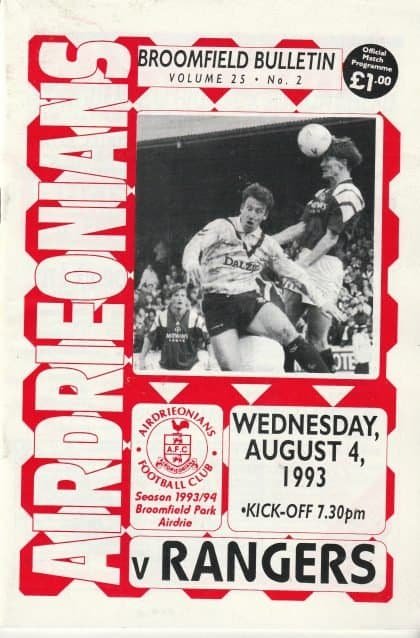 Airdrieonians v Glasgow Rangers 04-Aug-1993