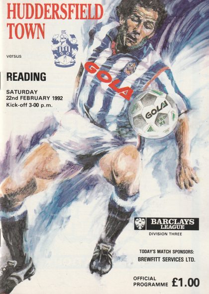 Huddersfield Town v Reading 22-Feb-1992