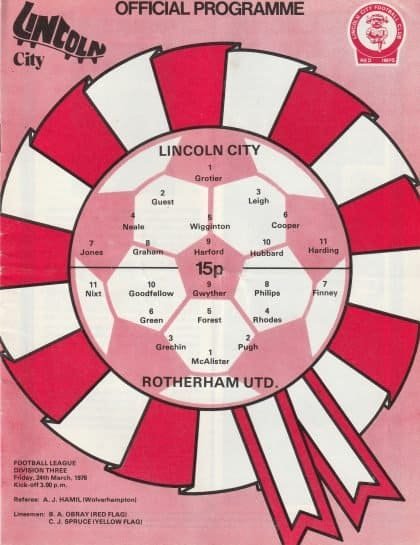Lincoln City v Rotherham United 24-Mar-1978
