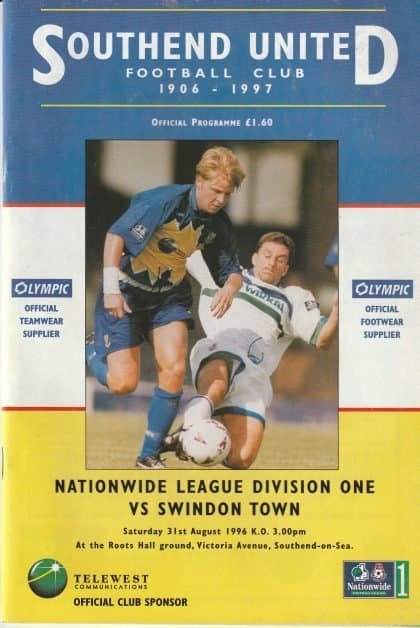 Southend United v Swindon Town 31-Aug-1996