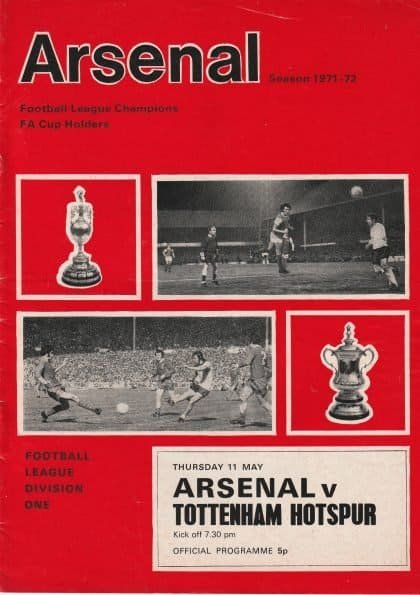Arsenal v Tottenham Hotspur 11-May-1972