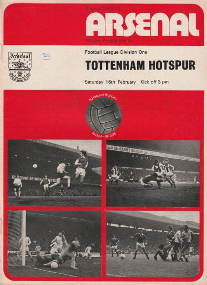 Arsenal v Tottenham Hotspur 16-Feb-1974