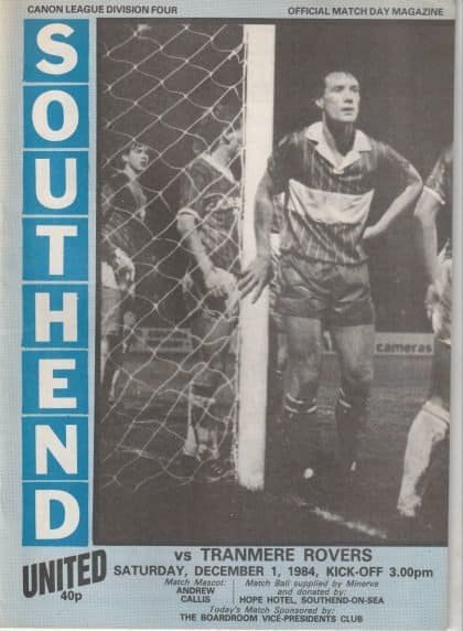 Southend United v Tranmere Rovers 01-Dec-1984