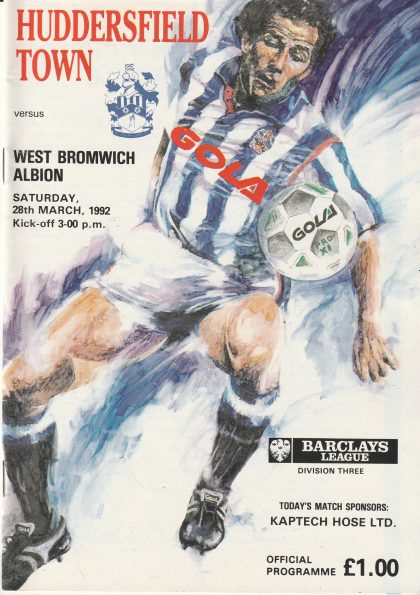 Huddersfield Town v West Bromwich Albion 28-Mar-1992