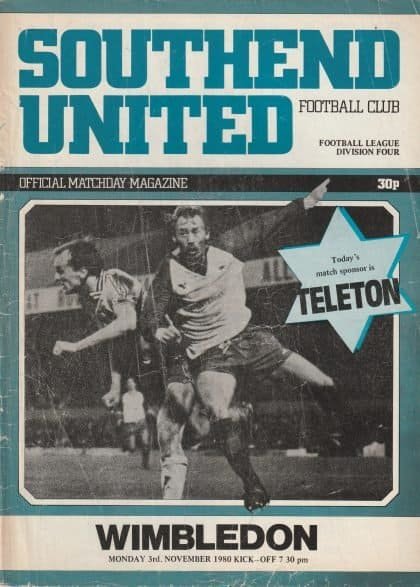 Southend United v Wimbledon 03-Nov-1980